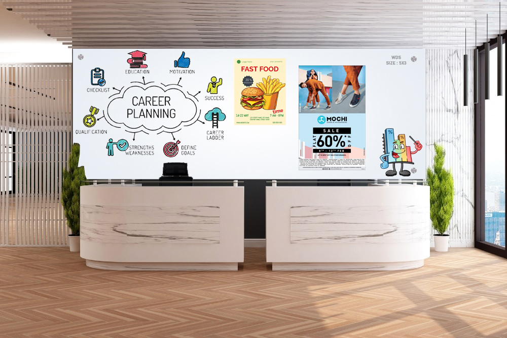 MAGNETIC GLASS WRITING BOARD SKY BLUE WITH WOODEN FRAME