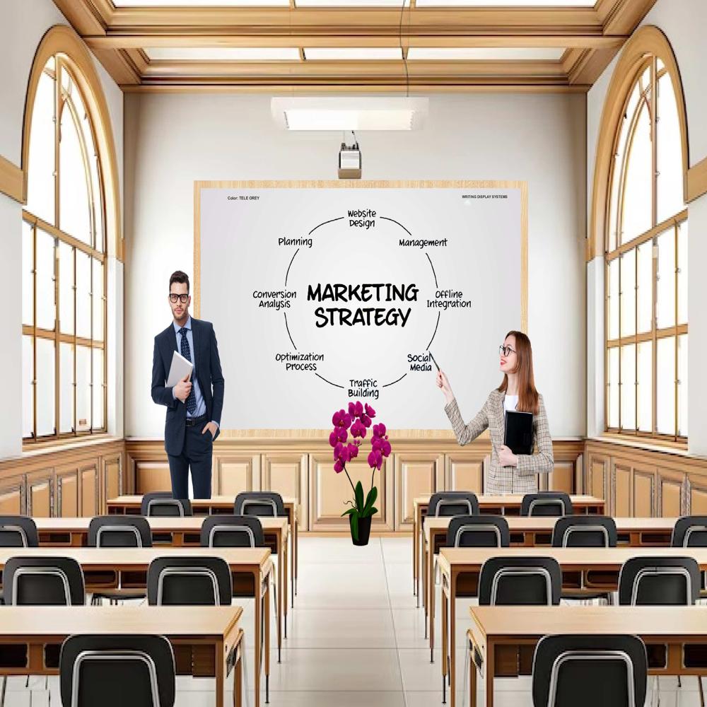 MAGNETIC GLASS WRITING BOARD TELE OREY WITH WOODEN FRAME