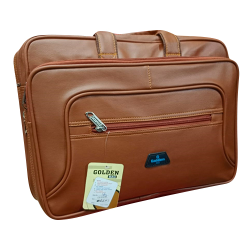 Stylish Rexine Office And Laptop Bag - Color: Brown