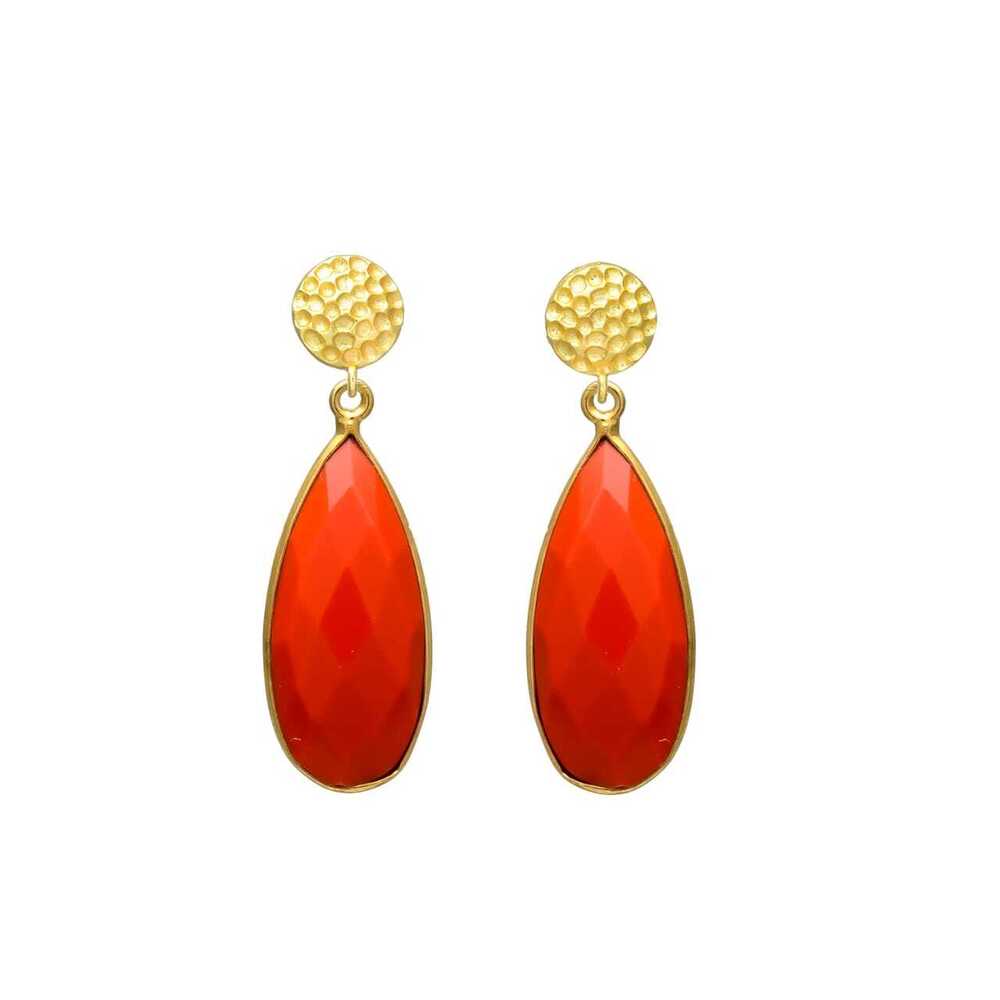 New Arrival Woman Red Onyx Gemstone Drop Earring Set