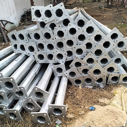 Octagonal Lighting Pole - Galvanized Iron, Varying Sizes & Weights, Silver Color | Durable Outdoor Lighting Solution For Parking Lots, Streets, And Gardens