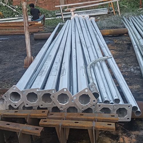 Octagonal Lighting Pole - Galvanized Iron, Varying Sizes & Weights, Silver Color | Durable Outdoor Lighting Solution For Parking Lots, Streets, And Gardens