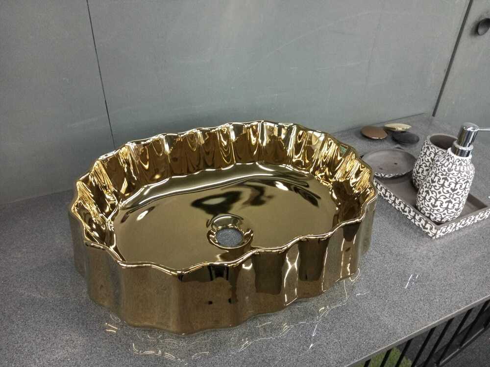 Ceramic Wash Basin - Round, 500 X 370 X 145 Mm | Above-counter Installation, Polished Smooth Finish, Durable For Residential And Commercial Use