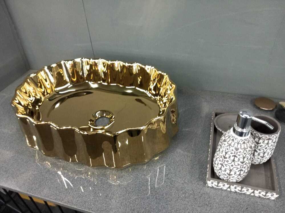 Ceramic Wash Basin - Round, 500 X 370 X 145 Mm | Above-counter Installation, Polished Smooth Finish, Durable For Residential And Commercial Use