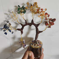 Seven Chakra Tree - Stone Sculpture | Polished Finish, Lightweight Design, Spiritual Home Decor