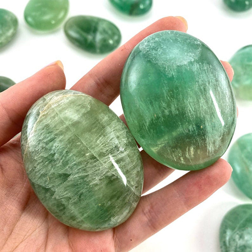 Green Flourit Palm Stones