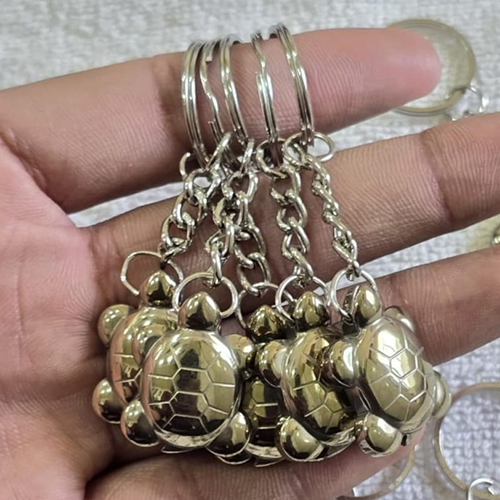 Golden Pyrite Turtle Keychain - Color: Different Available