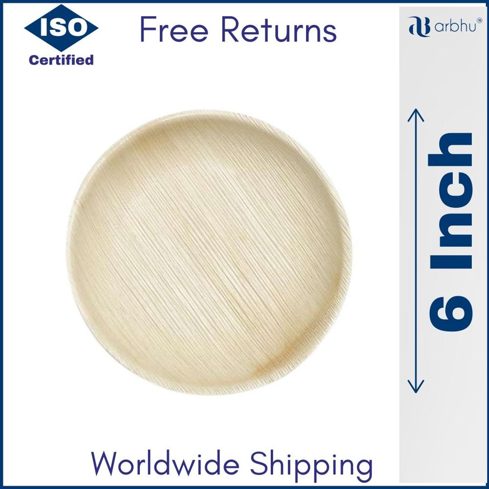 6" Round Areca Leaf Plates - Application: Party