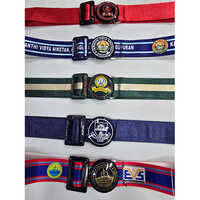Plastic Round Buckle Satin Tape School Belt - Color: Multicolor
