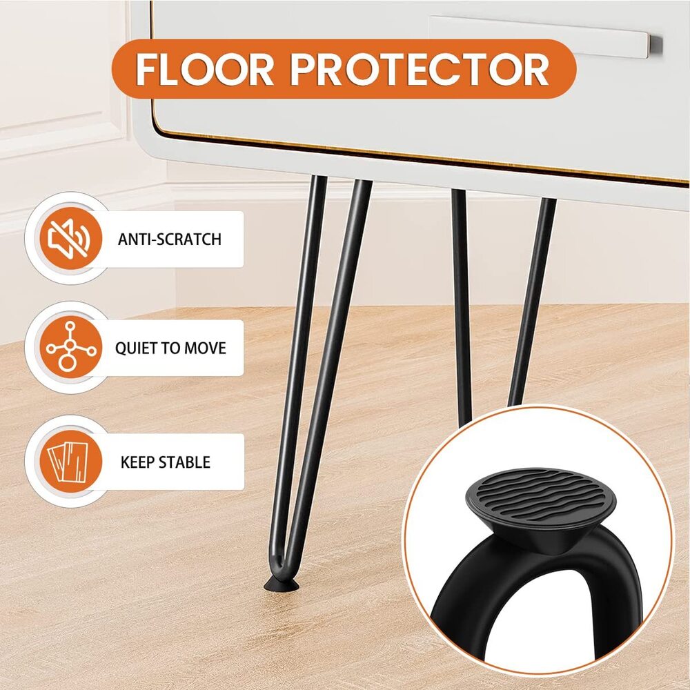 Iron 14" Heavy Duty Hairpin Coffee Table Legs (Black) 3/8" Thick Set Of 4