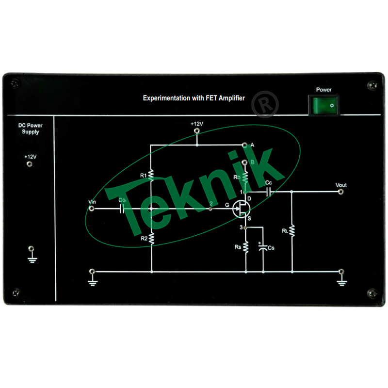 FET Common Source Amplifier - +12V DC Power Supply, 230V Mains Supply | Theoretical Analysis, Frequency Response Measurement, Output Observation in Cutoff Regions