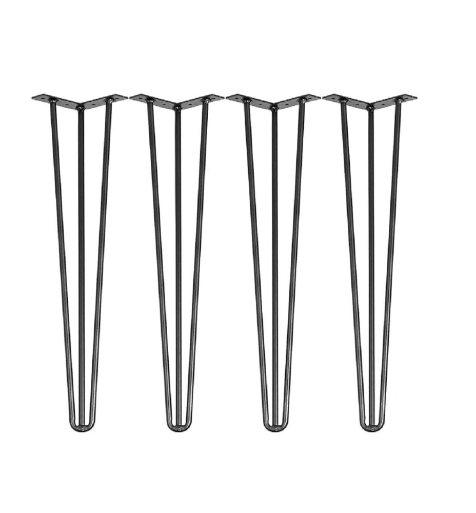 set of 4 (18 inch) Metal Table Legs Center Table Legs 3 Rod Furniture Legs Hairpin