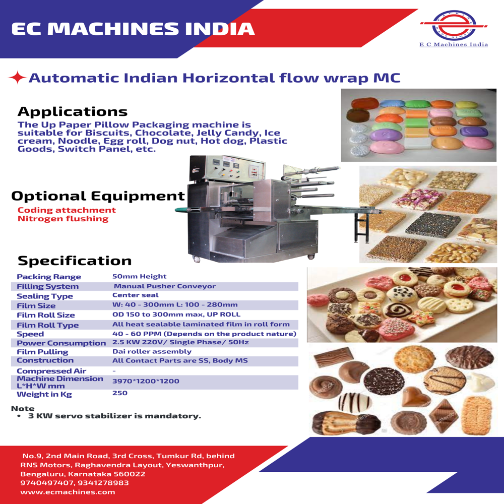 Chikki Packing Machine - Stainless Steel, 3120x1150x1580 Mm , Electric Drive, Semi-automatic Operation, User-friendly Design, Air Tight Packing, Hygienic Food Operation, Low Noise & High Efficiency