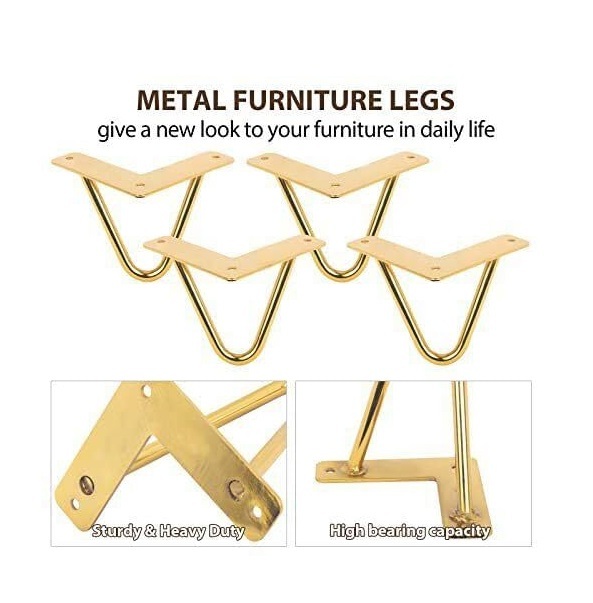 4 Inch 4pcs Metal Legs With Golden Finish Furniture Metal Legs Table Legs