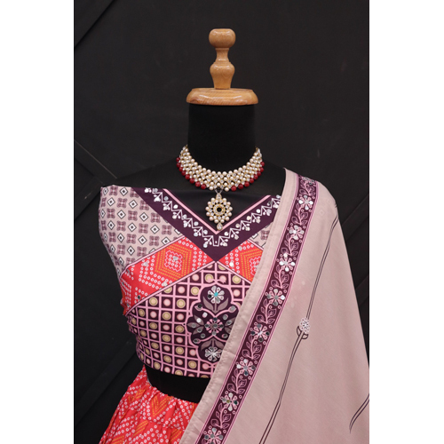 Digital Print Muslin Cotton Lehenga Choli