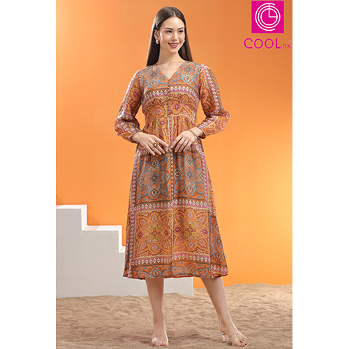 50505-A Kalamkari Print Anarkali Cotton Maroon Stitched Kurta