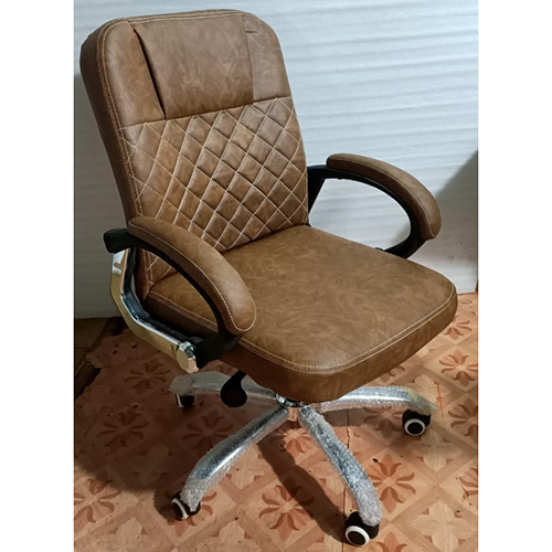 Leather Low Back Revolving Chair - Color: As Per Requirement