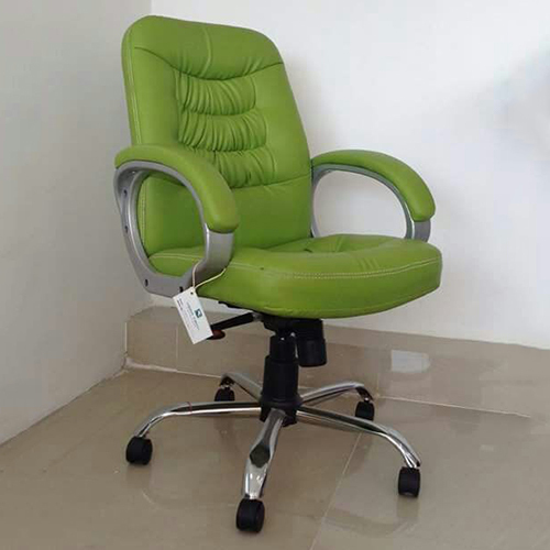 Green Leather Office Chair - Color: As Per Requirement