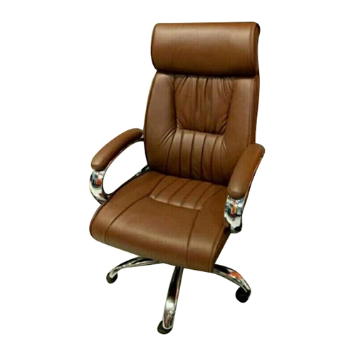 Brown Leather Office Chair - Color: As Per Requirement