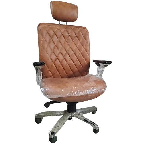 Brown Pu Leather Office Chair - Color: As Per Requirement