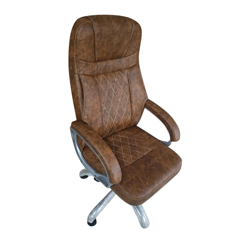 Brown Leather Office Chair - Color: As Per Requirement