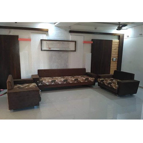 Metal Brown 7 Seater Fabric Sofa Set - Design: Standard