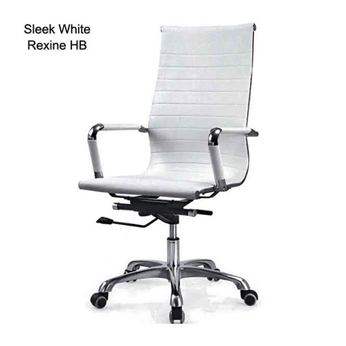 Sleek White Rexine High Back Office Chair