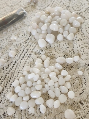 white polished pebbles