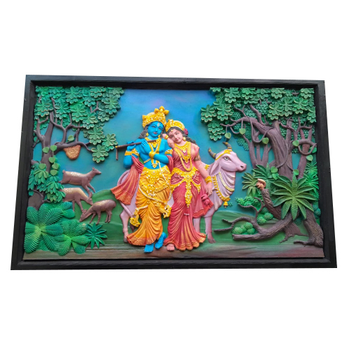 MDF 3D Radha And Krishna Ji For Wall Design