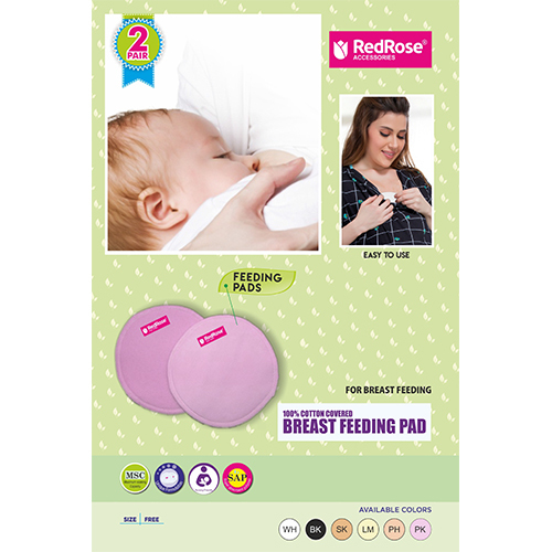 Breast Feeding Pad - Cotton Fabric , Pink Color - Plain Style for Women & Girls