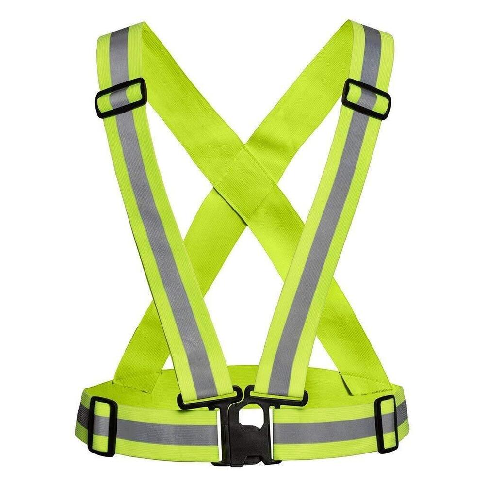 Cross Belt Reflective Safety Jacket - Polyester Material, Neon Color | Unisex Fit, Adjustable Buckle, Reflective Patterns, Custom Logo Design