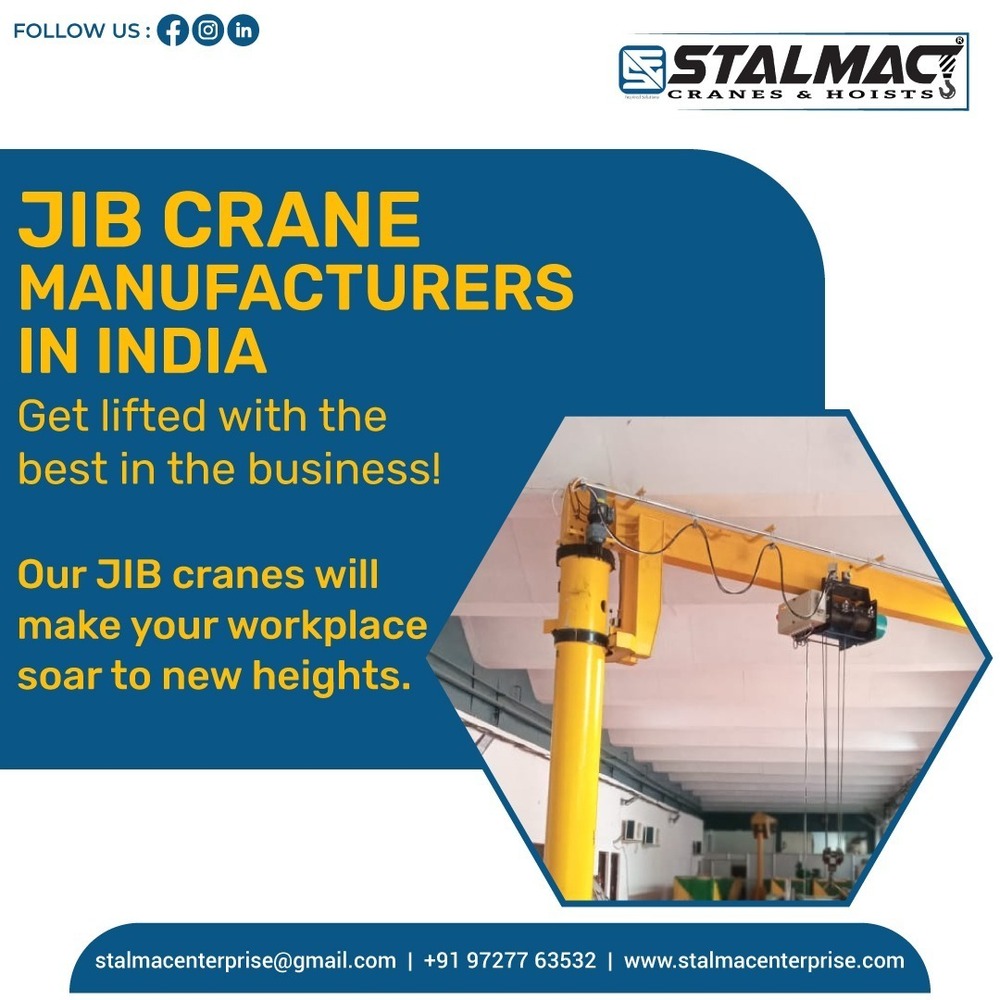 Pillar Wall Mounted Jib Crane - Color: Yellow