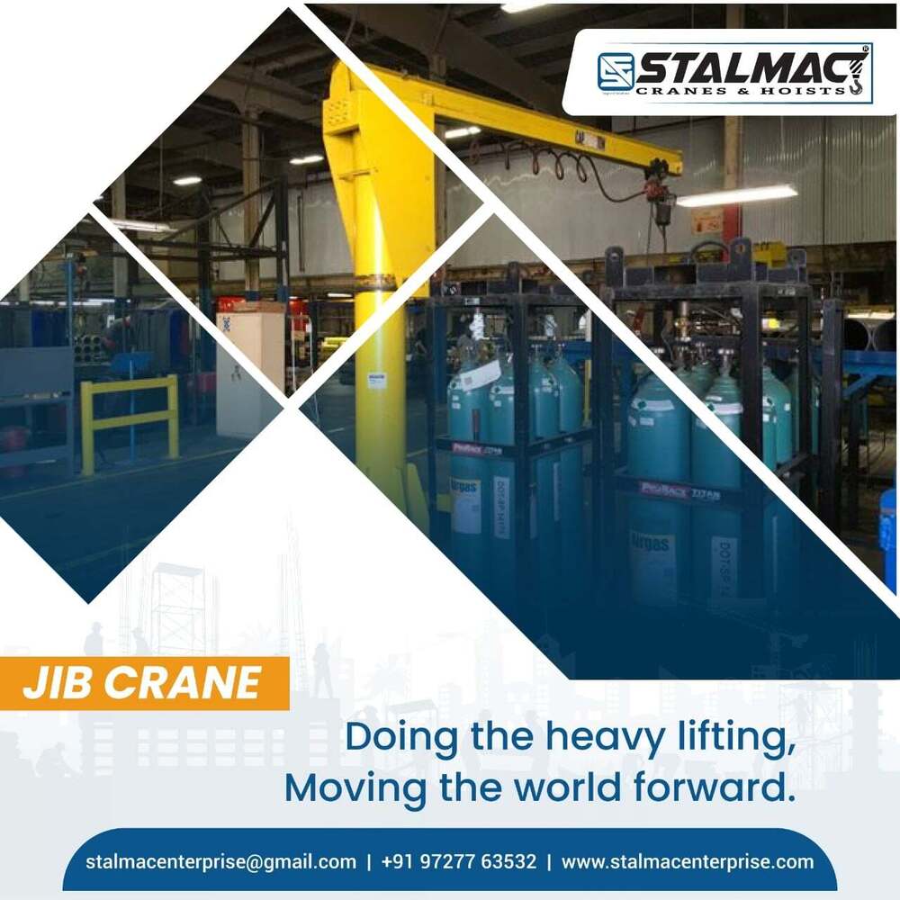 Pillar Wall Mounted Jib Crane - Color: Yellow