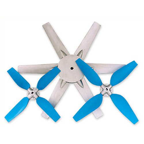 FRP Fan Blade Assembly - Electric Power Supply | New Condition, Silver and Blue Colors, Various Sizes Available, Ideal for Industrial Use, Warranty Included
