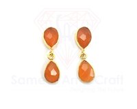 Natural Faceted Gemstone With 18K Gold Plated Handmade Stud Earrings