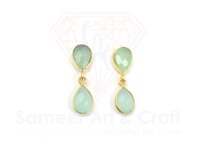 Natural Faceted Gemstone With 18K Gold Plated Handmade Stud Earrings