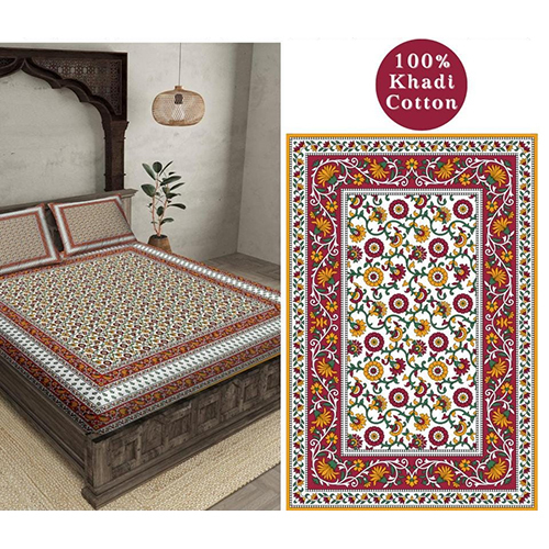 Khadi Cotton Bedsheet - Color: As Per Requirement