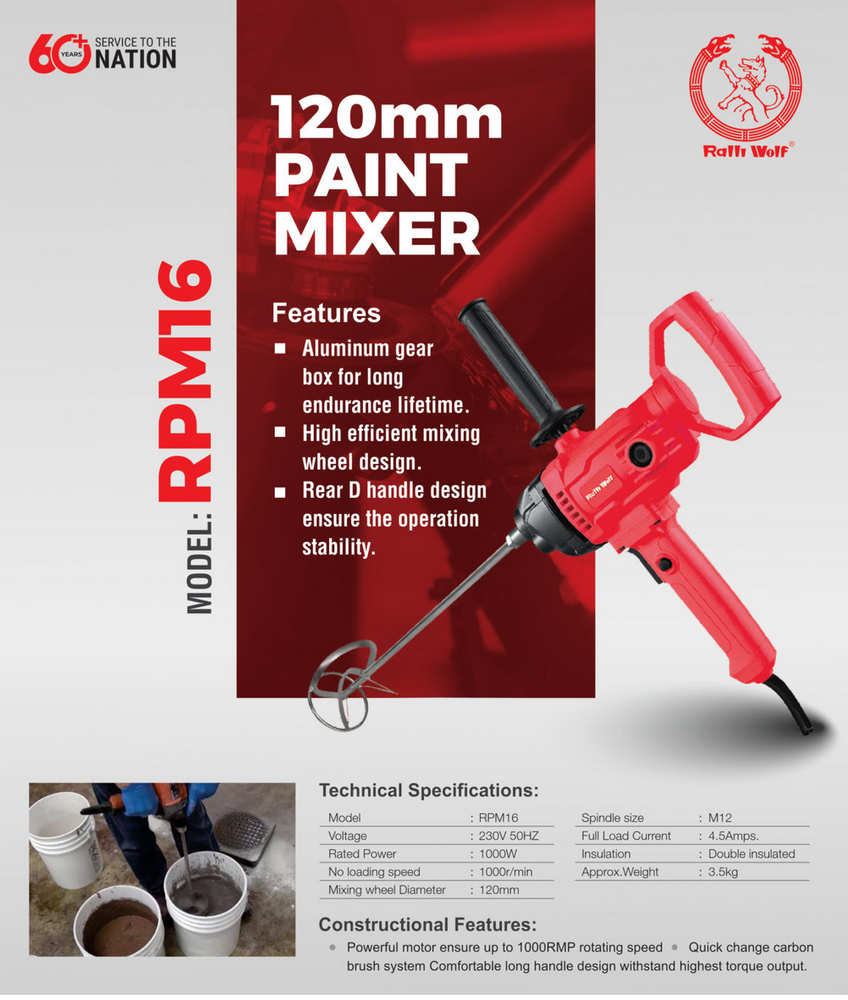 Ralli Wolf 120mm Paint Mixer (RPM16)