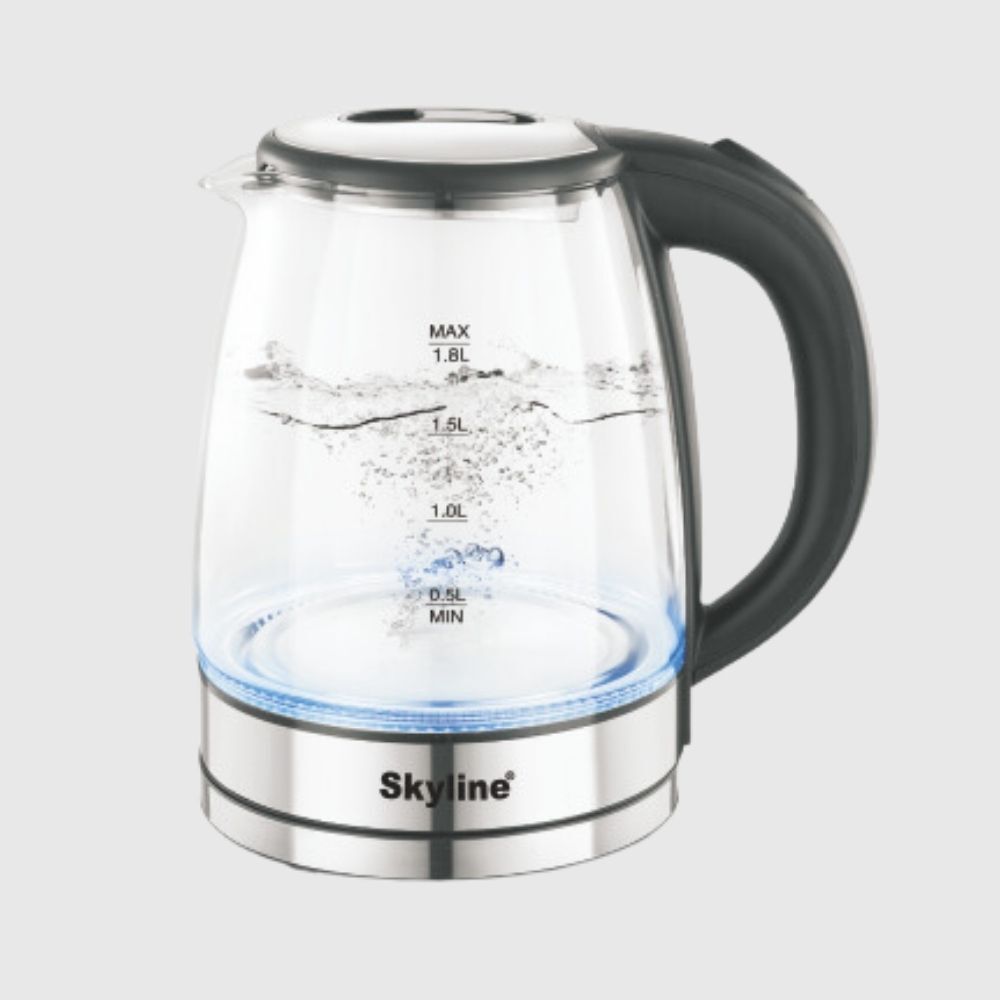 Skyline 1500W Electric Glass Kettle, 1.8L Crystal Clear Boiling