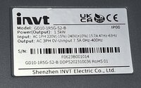 INVT DRIVE GD10 S2B 2HP 1PHASE