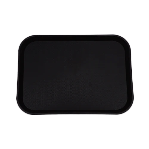 Black Plastic Serving Tray - Rigid Material, 5 Inch Rectangular Design | Dishwasher Safe, Stackable, Reusable for Hot and Cold Foods