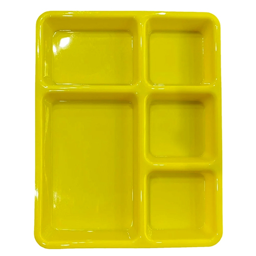 5 Partition Dinner Plate - Color: Yellow