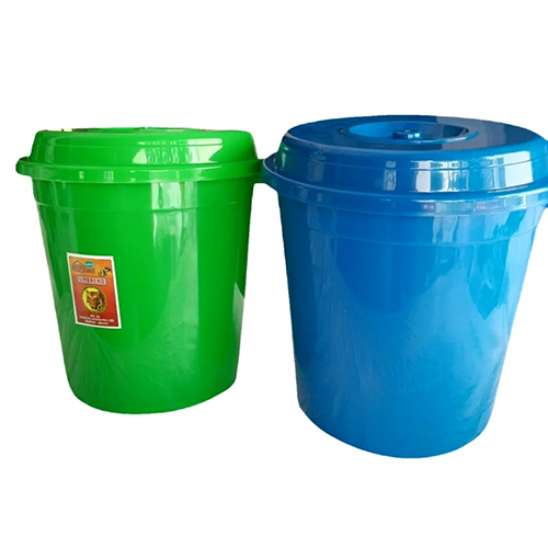 10 Ltr Plastic Dustbin With Lid - Color: Blue & Green