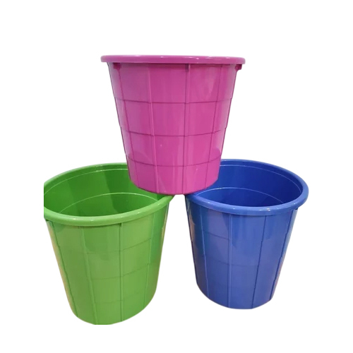 Round Plastic Open Dustbin - Color: Blue