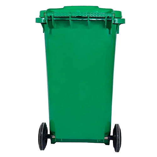 Plastic Wheel Dustbin - Color: Green