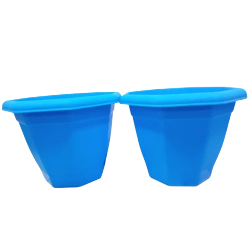 Colored Plastic Flower Pot - Color: Blue