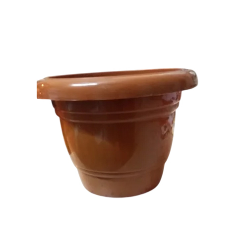 Brown Round Flower Pot - Finishing: Polished