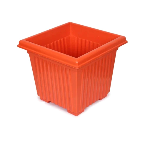 10 Inch Plastic Square Flower Pot - Color: Brown