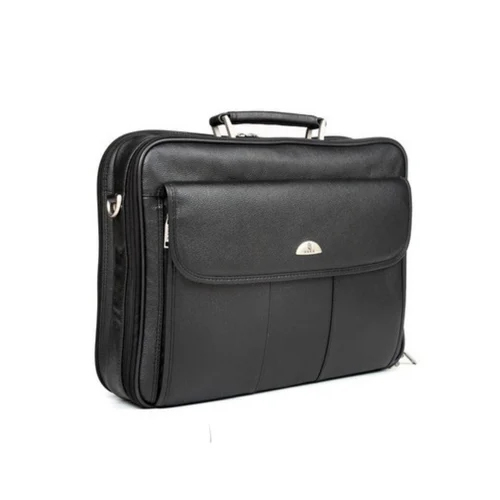 Waterproof Leather Laptop Bag - Color: Black