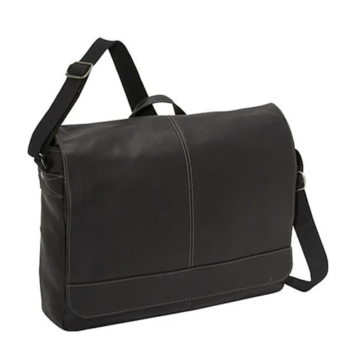 Leather Laptop Side Bag - Color: Black